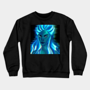 Neon Blue Hair woman Crewneck Sweatshirt